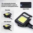 Portable Pocket LED Powerful Rechargeable COB Keychain Flashlight with 4 Light Modes & Bottle Opener